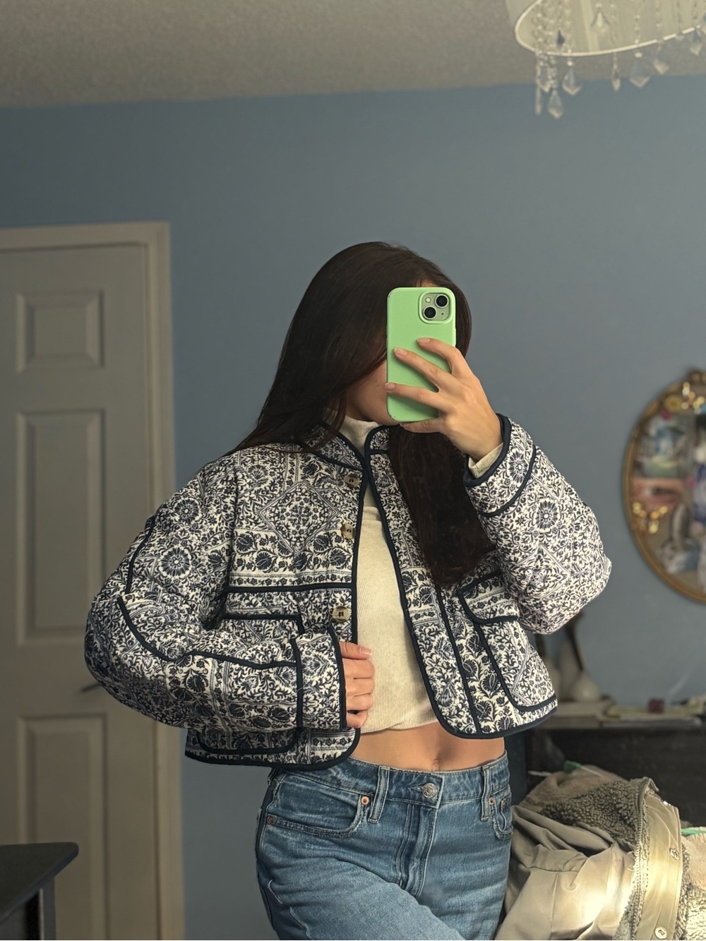 7 for all mankind quilted paisley cropped jacket